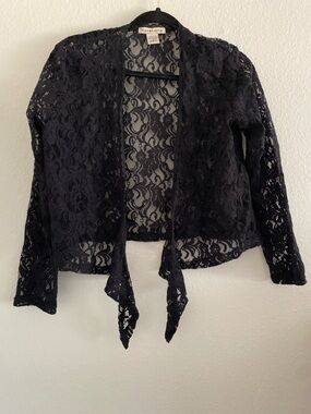 Vintage Notations Cardigan Black Lace Y2K Goth Whimisigoth